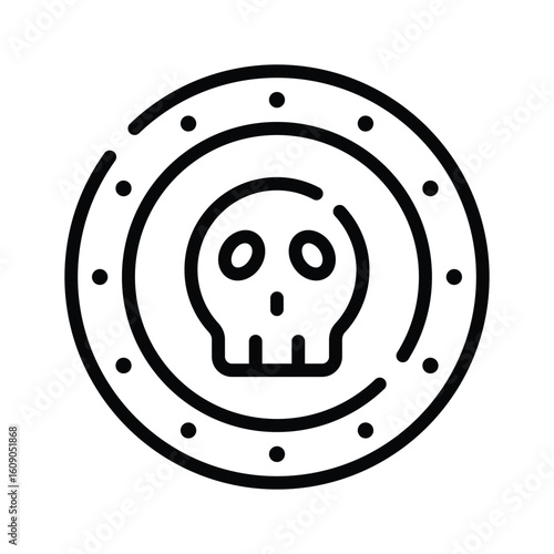 Easy to use linear icon of ancient skull coin