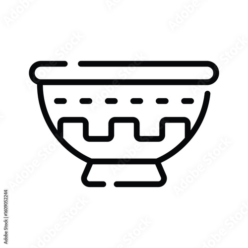 Trendy outline style icon of painted ancient bowl