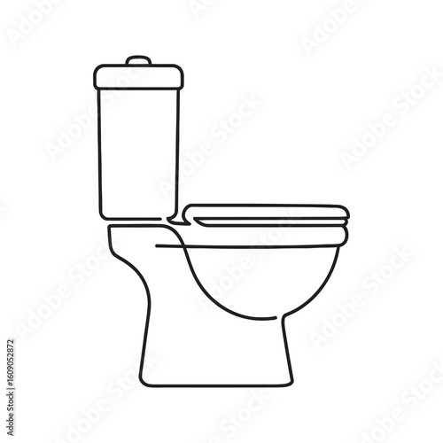 Toilet icon for bathroom and restroom wc sign showing public lavatory with ceramic bowl for home hygiene and sanitation facility equipment
