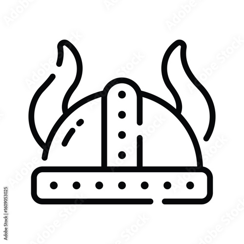 Sleek outline style icon of traditional viking helmet