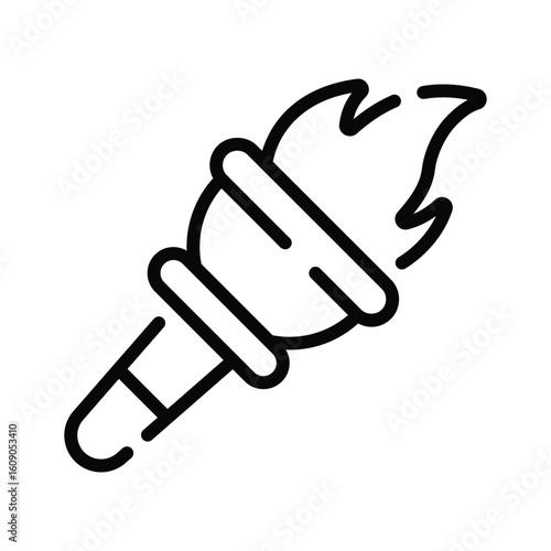 Ready to use linear icon of flaming fire torch