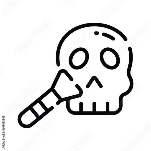 Handy linear icon of ancient human skull