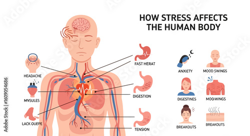Understanding how stress impacts the human body with anxiety, mood swings and digestion issues