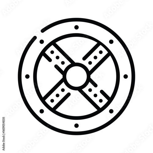 Premium outline style icon of engraved ancient shield