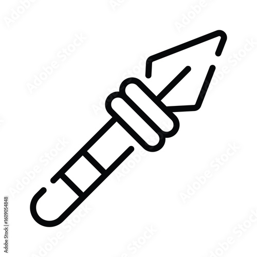 A trendy linear icon of hunting spearhead