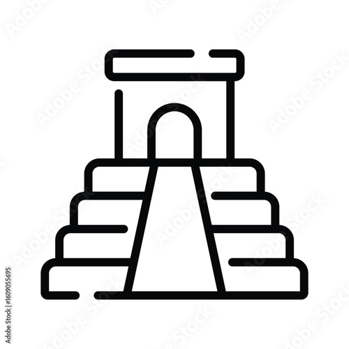 Modern outline style icon of mayan-style itza carving