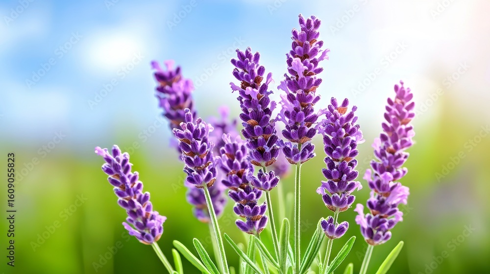 Fototapeta premium Vibrant Purple Lavender Blossoms in a Sunny Field