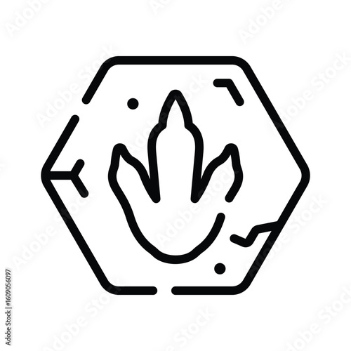 Sleek outline style icon of dinosaur footprint trail