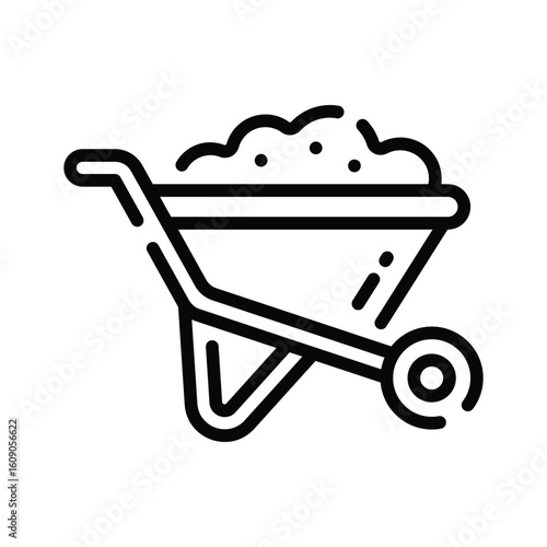 Easy to use outline style icon of transport wheelbarrow