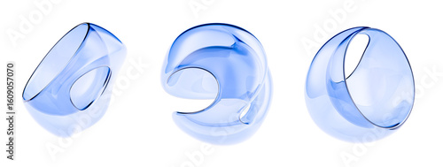 Canvas Print Abstract blue glass or liquid shapes isolated on white