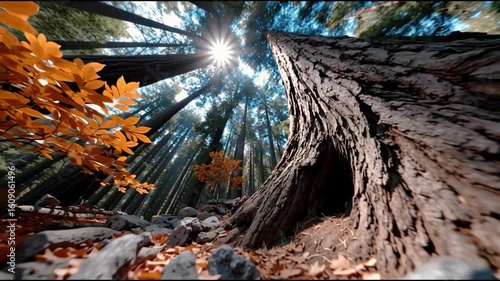 Low-angle shot of an autumn tree