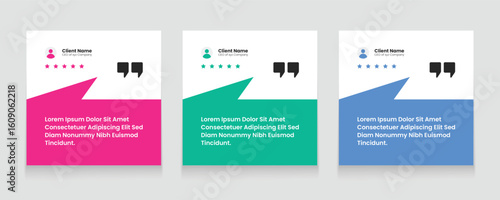 Modern quote square banner template. Testimonial template design. Usable for social media post, card, and web ad