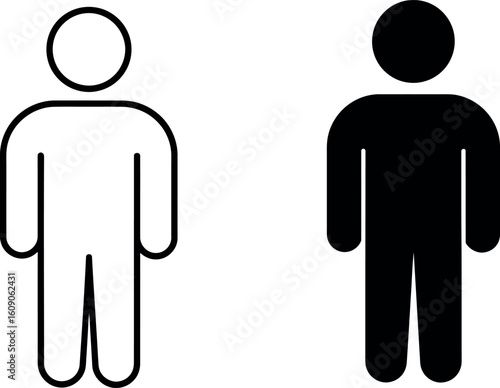 Man icon black white silhouette simple vector