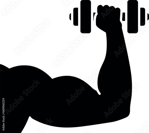 Muscular arm lifting dumbbell silhouette