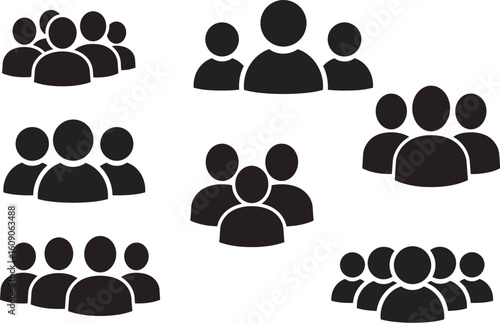 Icon crowd, Population icon, vector people computer. Communication group modern simple symbol. Human resource people, group characters, multiple people communication group icon set.