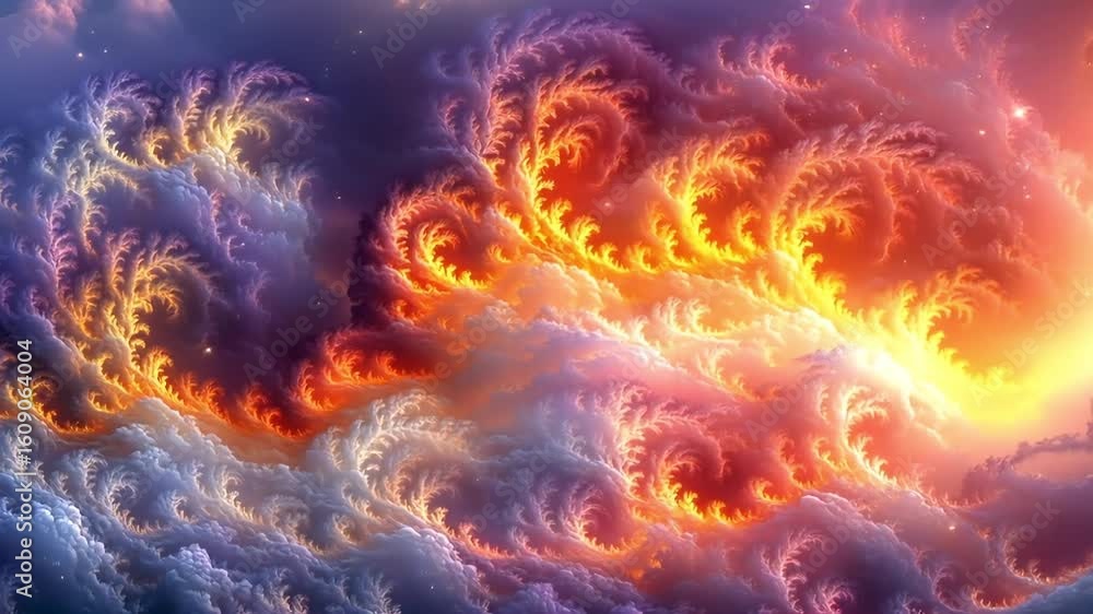 Fiery, fractal cloudscapes of vibrant colors Fiery, fractal cloudscapes of vibrant colors