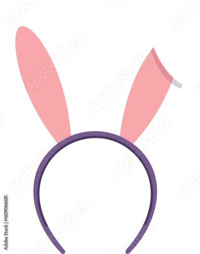 Bunny ears headband vector illustration with pink and purple colors for costume or party accessory