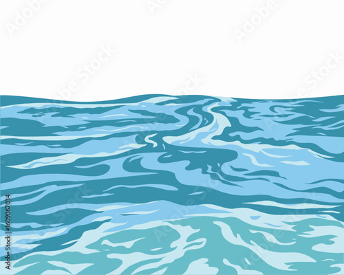 Serene Ocean Waters Surface Ripples and Gentle Waves Animated Style Sea Background Illustration Calm and Peaceful Maritime Image