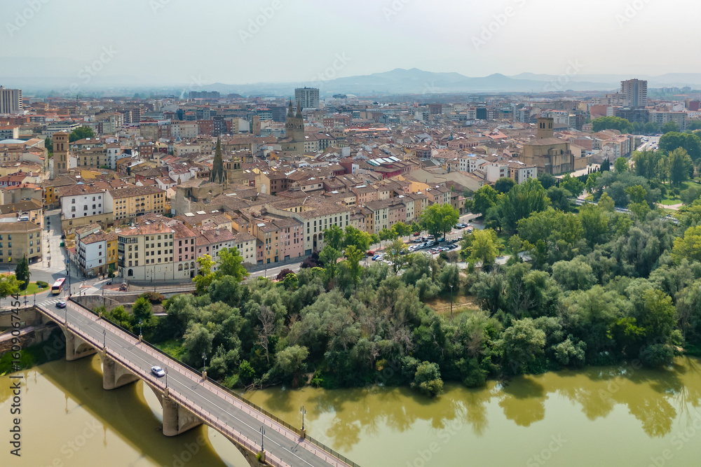 Fototapeta premium Aerial view of Logrono city in La Rioja, Spain