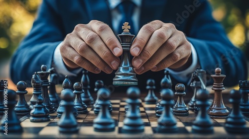 Businessman planning business strategy: Setting work goals for future success and business management.