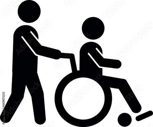 Caregiver pushing wheelchair icon