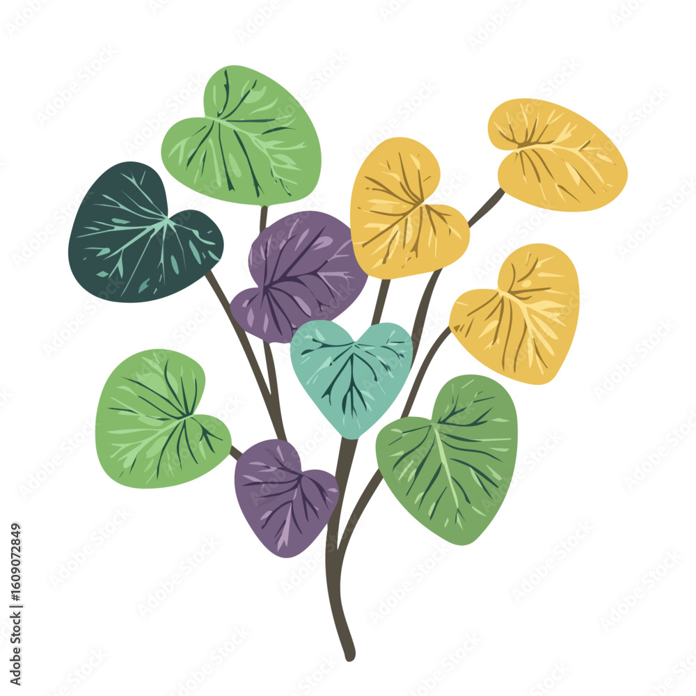 Fototapeta premium Simple hand-drawn colorful Kudzu. Trendy abstract minimal style. Natural fresh. Vector illustration isolated on white background, vector illustration, EPS format