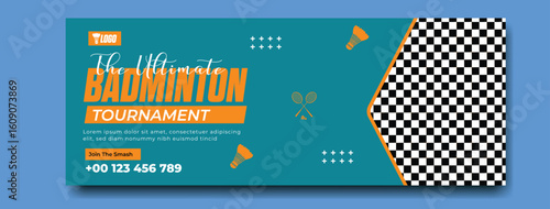 Vibrant Badminton Tournament Poster Design with Shuttlecocks and Rackets