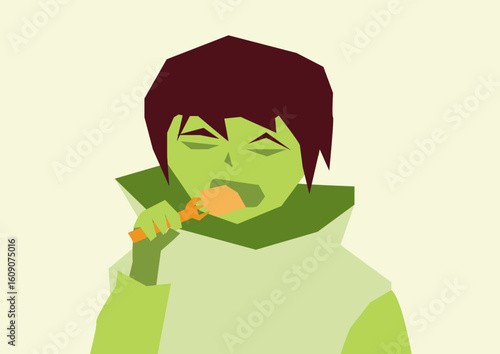 Isolated Character Eating – Vector Illustration of a Person Having a Meal
