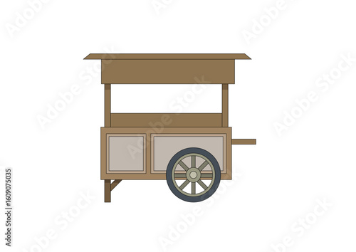 Indonesian Street Food Cart Vector – Traditional Pushcart Illustration of Local Vendor
