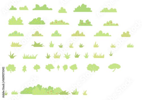 Bushes Vector Asset Pack – Editable Shrub and Foliage Elements for Graphic Design Projects