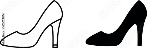 Elegant high heel shoe outline silhouette