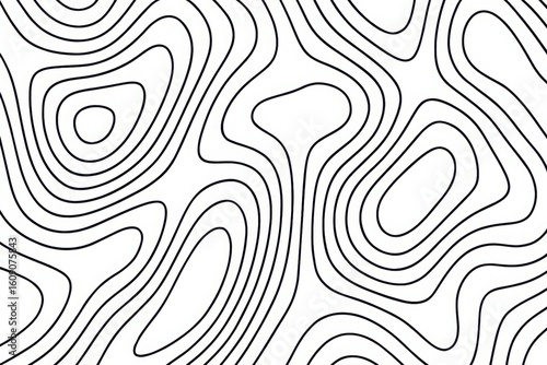 Abstract Organic Line Contour Background in Black and White Minimal Style