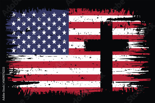 Distressed American Flag Cross SVG