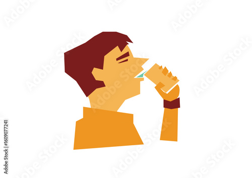 Half-Body Person Drinking Vector – Casual Activity Character Illustration