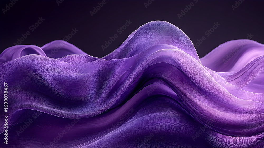 Obraz premium Abstract Purple Fabric Waves with Detailed Texture and Dark Back