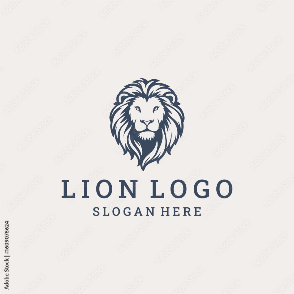 Fototapeta premium Lion logo vector icon illustration style