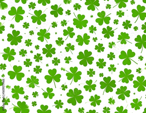 A vibrant, repeating pattern of shamrocks