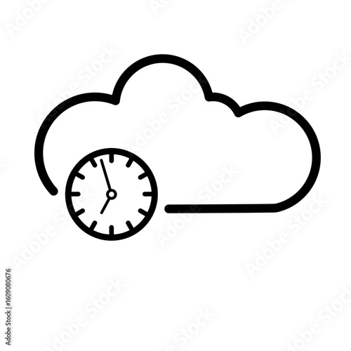 Cloud time synchronization - vector icon