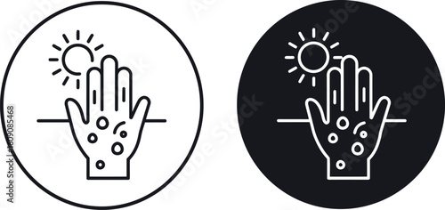 Sunburn on hand icon skin damage dermatology
