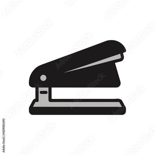 Black stapler office supply isolated on white background