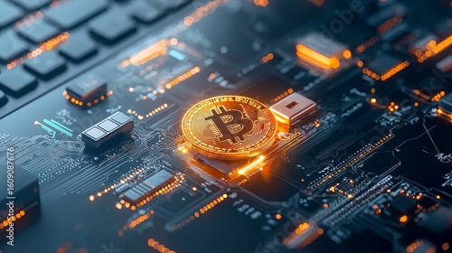Cryptocurrency trading event digital space technology graphic futuristic environment close-up view blockchain concept