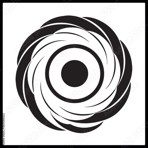 Isolated abstract black color circular sun logo.