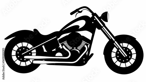 Silhouette Cruiser Motorcycle Clipart for Retro Biker Designs