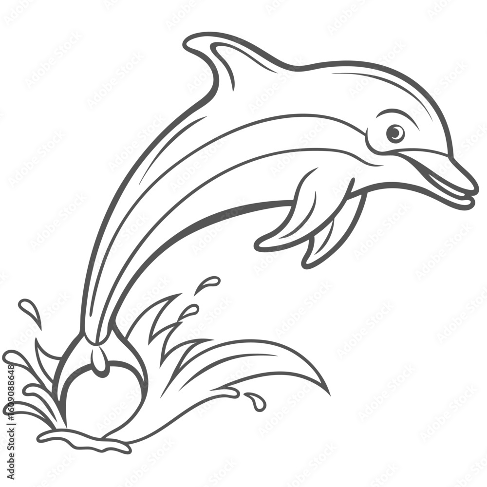 Naklejka premium a cute dolphin jumping out of the water 