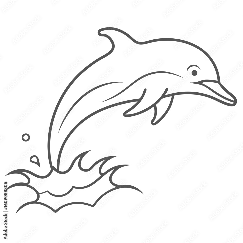 Naklejka premium a cute dolphin jumping out of the water 