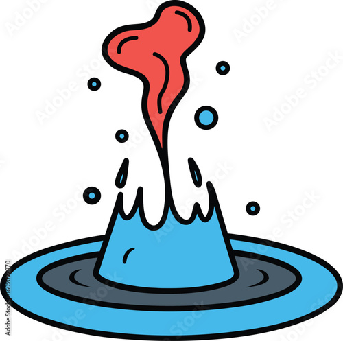 Simple water that boils out of the spring with black 