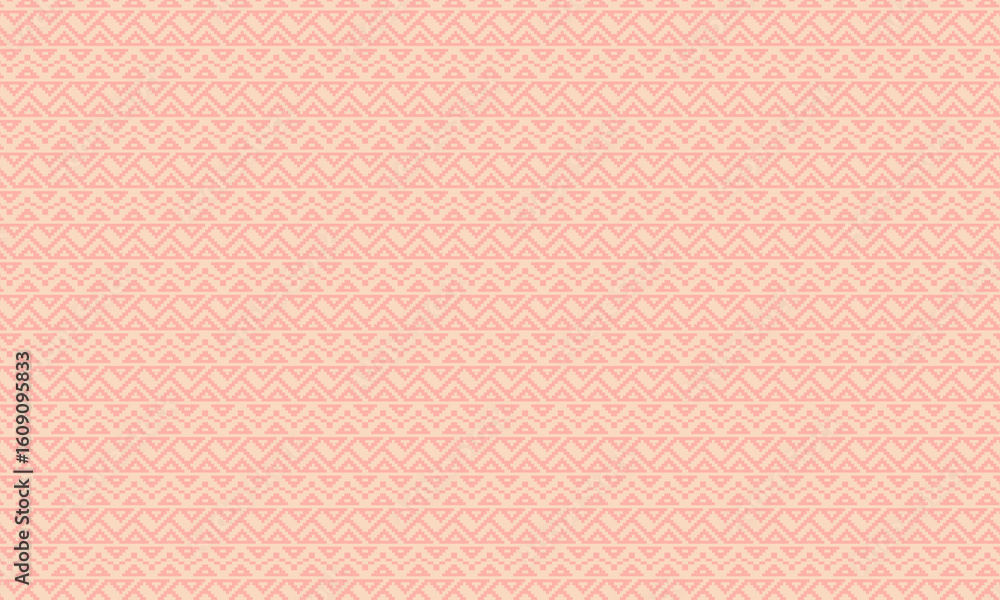 Fototapeta premium Traditional African Seamless Pattern with Pixelated Tribal Stripes and Geometric Shapes