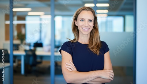 Confident business professional smiling in modern office environment portrait friendly atmosphere bright lighting Free Download Confident business professional smiling in modern office environment portrait friendly atmosphere bright lighting - GFXLoad