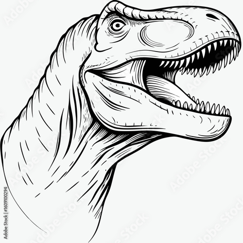 detailed tyrannosaurus rex head outline