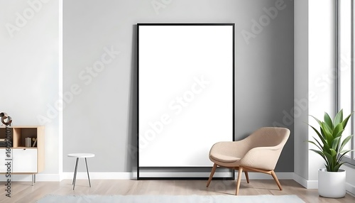 Poster Mockup Vertical Black Frame Home Interior Background